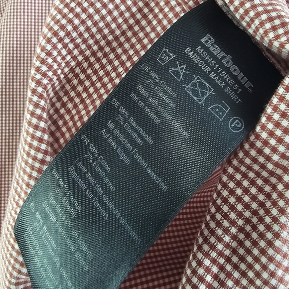 Barbour Shirt Mens XXL Red White Gingham Button Down Maxx Plaid Long Sleeve - Picture 10 of 13